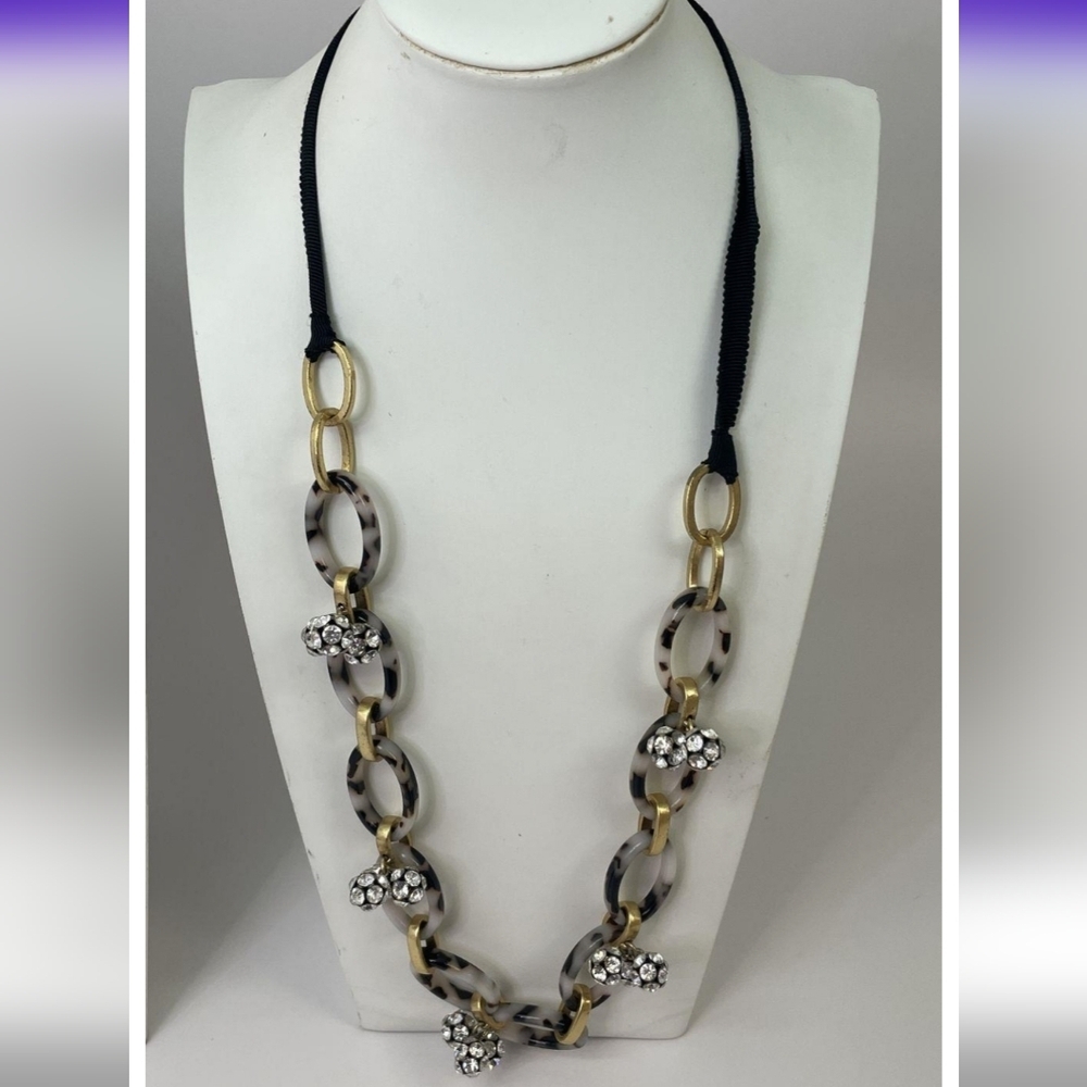 J. Crew Tortoise and Gold Floral Necklace